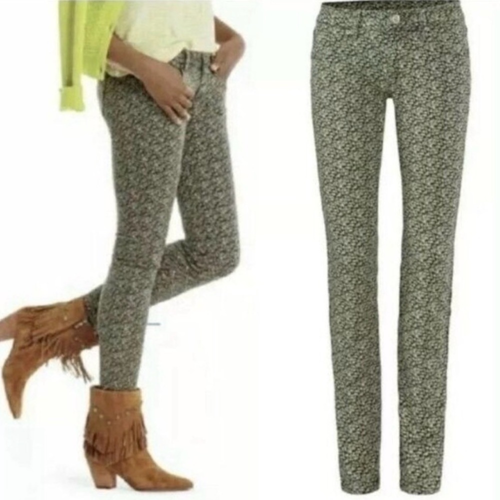Cabi Jeans Ditsy Floral Skinny Jeans 10 Green Printed #5083 Stretch‎